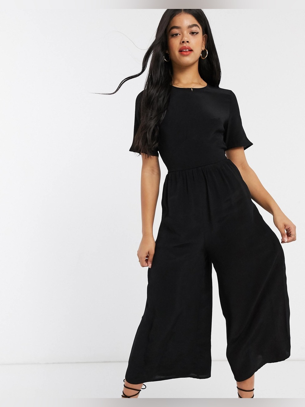 ASOS DESIGN tea jumpsuit with button back detail in black // Women’s 14